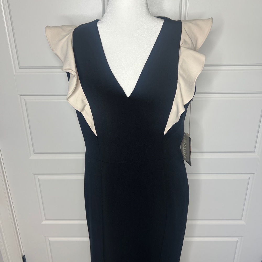 New York & Company Black Dress with Cream Ruffle Details…Brand New!!